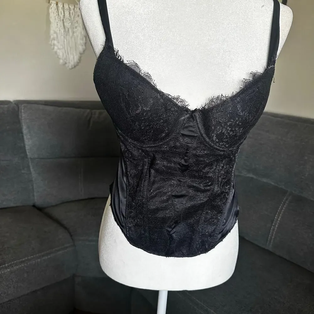 Vintage sexy little thing Victoria's Secret black corset sz 36c - Picture 2 of 4